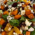 Roasted butternut squash tossed green salad offers a new take on traditional Thanksgiving meal flavors, as seen here ion Nov. 12, 2019, in Teri Robls kitchen in Homer, Alaska. (Photo by Teri Robl)