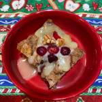 Cranberry amaretto bread pudding can be a festive way to end a holiday meal. Teri Robl made this recipe on Nov. 26, 2019, in her Homer, Alaska, kitchen. (Photo by Teri Robl)