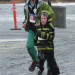 Soldotnas Derek Black and Daniel Warner approach the finish line Thursday, Nov. 28, 2019, at the Turkey Trot in Soldotna, Alaska. (Photo by Joey Klecka/Peninsula Clarion)