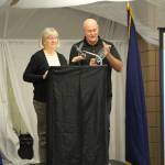 Kathy and Dan Gensel accept their award for Honorary Lifetime Soldotna Chamber Membership at the Soldotna Chamber of Commerce Awards Luncheon at the Soldotna Regional Sports Complex on Dec. 11, 2019. (Photo by Brian Mazurek/Peninsula Clarion)