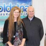 Annette Villa and Chamber President Jim Stogsdill smile for the camera at the Soldotna Chamber of Commerce Awards Luncheon at the Soldotna Regional Sports Complex on Dec. 11, 2019. (Photo by Brian Mazurek/Peninsula Clarion)