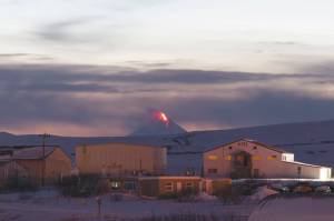 This Monday photo provided by Aaron Merculief shows lava flowing from a vent on the Shishaldin Volcano, as seen from Cold Bay, Alaska about 58 miles North East of Shishaldin. The volcano, in Alaskas Aleutian Island erupted at 5 a.m. Tuesday. A few hours later, another eruption pushed an ash cloud to 25,000 feet, and the National Weather Service issued a warning for passing aircraft. (Aaron Merculief via AP)