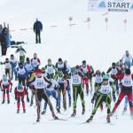 Skiers leave the chute during the boys 5-kilometer at the Government Peak Invitational Friday. (Photo by Tim Rockey/Frontiersman)