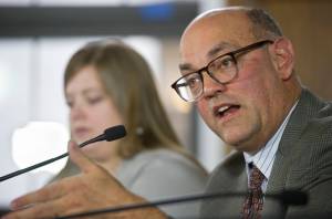 Michael Penn | Juneau Empire File                                Andy Josephson, D-Anchorage, speaks to the media in this file photo from 2017.