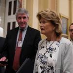 Sen. Lisa Murkowski, R-Alaska, talks to reporters on Capitol Hill in Washington, Wednesday, Jan. 15, 2020. (AP Photo/Susan Walsh)