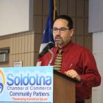 John OBrien, superintendent for the Kenai Peninsula School District, gives a presentation to the Soldotna Chamber of Commerce at the Soldotna Regional Sports Complex in Soldotna, Alaska, on Wednesday, Jan. 22, 2020. (Photo by Brian Mazurek/Peninsula Clarion)