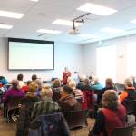 Barbara Waters speaks to attendees of the Centennial Voices event at the Soldotna Public Library in Soldotna, Alaska, on Saturday, Jan. 25, 2020. (Photo by Brian Mazurek/Peninsula Clarion)