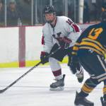 Kenais Logan Dosko prepares to score a second-period goal against Tri-Valley on Friday at the Kenai Multi-Purpose Facility in Kenai. (Photo by Jeff Helminiak/Peninsula Clarion)