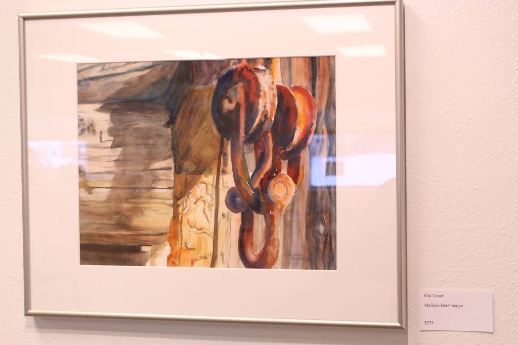 A watercolor painting by Melinda Hershberger is seen on display at the Kenai Fine Art Center in Kenai, Alaska on Feb. 4, 2020. (Photo by Brian Mazurek/Peninsula Clarion)