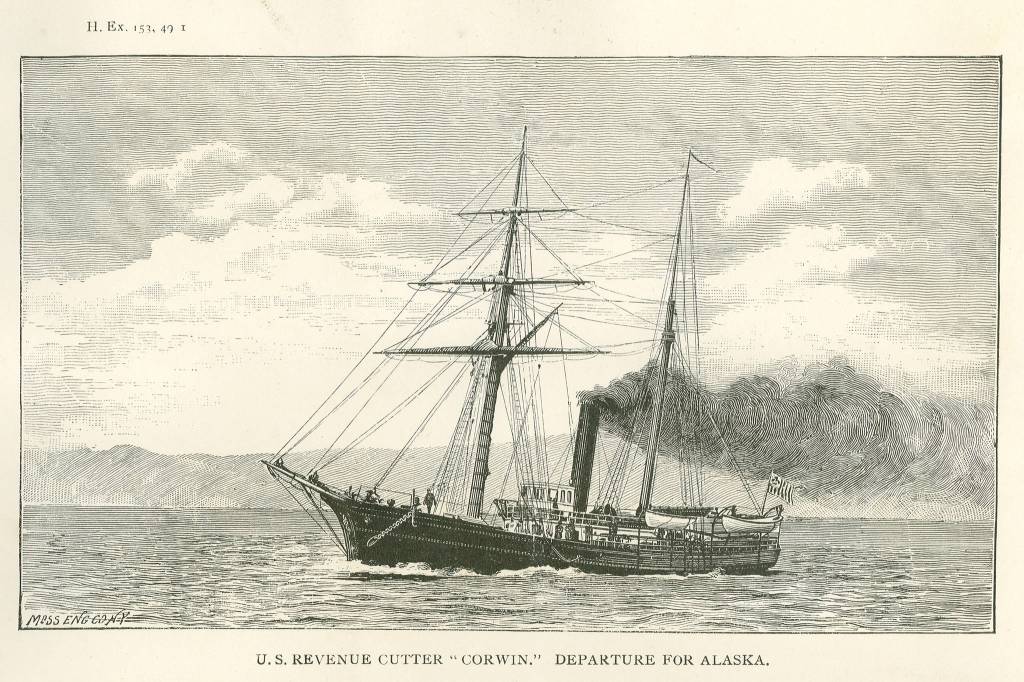 Courtesy Photo | Moss Eng Co., New York                                The U.S.R.C. Thomas Corwin, depicted in this 1885 engraving, took part in the shelling of Angoon in 1882.