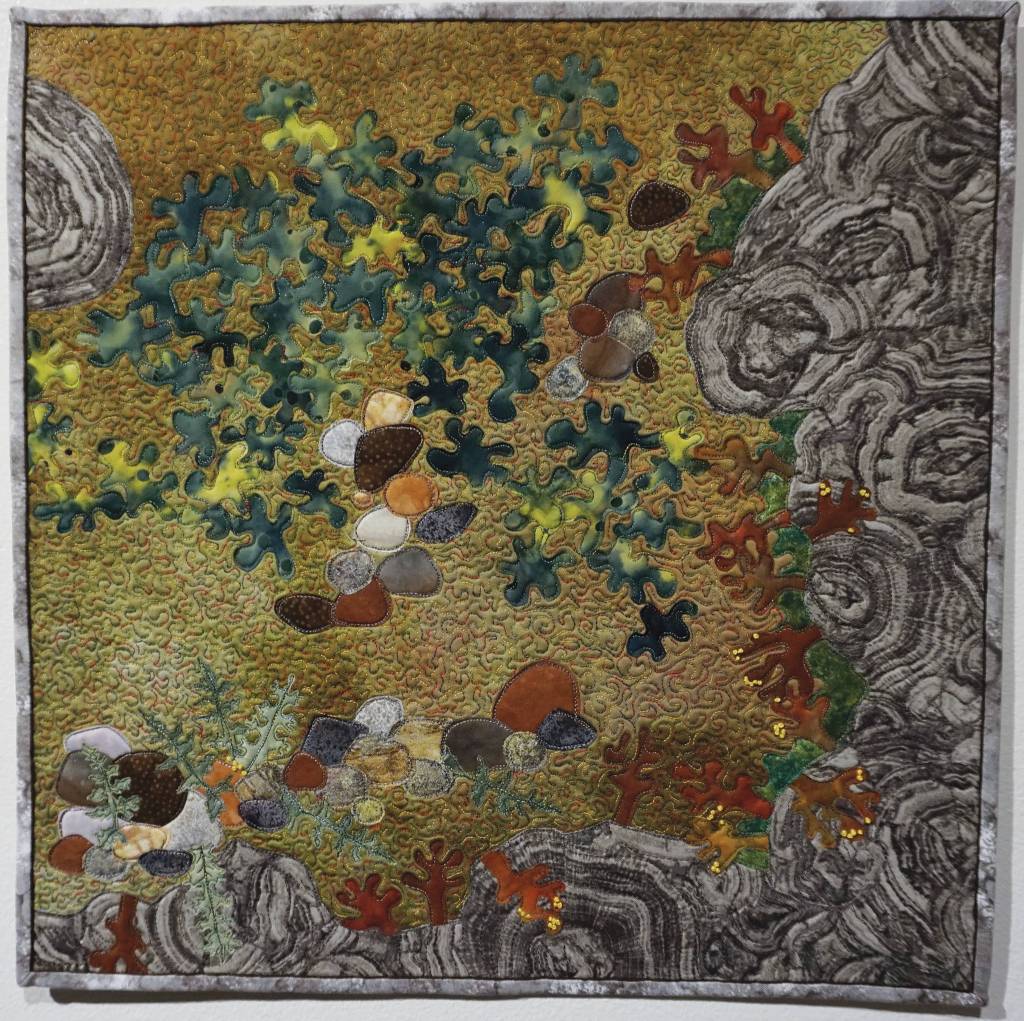 Charlotte Birds Wilderness Mosaic was created in response to composer Christina Rusnaks Tundra Tapestry. Her work is part of Denali Artists Respond to Music Inspired by Wilderness, a collaboration between artists and composers showing Feb. 7-May. 25, 2020, at the Pratt Museum in Homer, Alaska. (Photo by Michael Armstrong/Homer News)