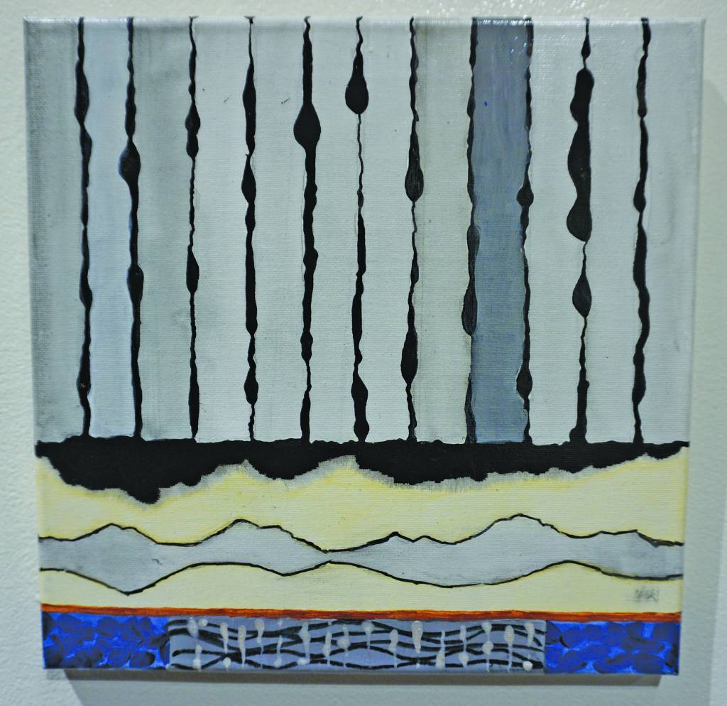 Mary Bee Kaufmans The Clouds that Roared was created in response to composer Christian DuBeaus Savage. Her work is part of Denali Artists Respond to Music Inspired by Wilderness, a collaboration between artists and composers showing Feb. 7-May 25, 2020, at the Pratt Museum in Homer, Alaska. (Photo by Michael Armstrong/Homer News)