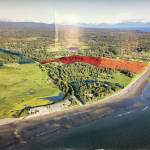 A diagram presented by Teresa Jacobson Gregory illustrates the proposed extension of the Trimbles gravel pit and the impact it may have on the surrounding state recreation area. The red markers indicate the current gravel mining area, and the orange represents the area the extension may allow for mining if approved. (Image courtesy Teresa Jacobson Gregory)