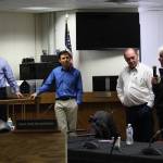 From left, Rep. Bryce Edgmon, I-Dillingham, Rep. Neal Foster (D-Nome), Rep. Gary Knopp (R-Kenai), and Rep. Louise Stutes (R-Kodiak), discuss the states budget with residents of the Kenai Peninsula at the Kenai Peninsula Borough Assembly Chambers in Soldotna, Alaska on Saturday, Feb. 22, 2020. (Photo by Brian Mazurek/Peninsula Clarion)                                From left, Rep. Bryce Edgmon (I-Dillingham), Rep. Neal Foster (D-Nome), Rep. Gary Knopp (R-Soldotna) and Rep. Louise Stutes (R-Kodiak) discuss the states budget with residents of the Kenai Peninsula at the Kenai Peninsula Borough Assembly Chambers in Soldotna, Alaska on Saturdya, Feb. 22, 2020. (Photo by Brian Mazurek/Peninsula Clarion)