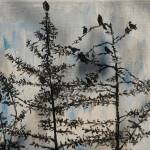 One of Deborah Poores paintings at the Friday, Feb. 7, 2020, opening of her show, Many Moods of the Wosnesenski at Grace Ridge Brewery in Homer, Alaska. (Photo by Michael Armstrong/Homer News)