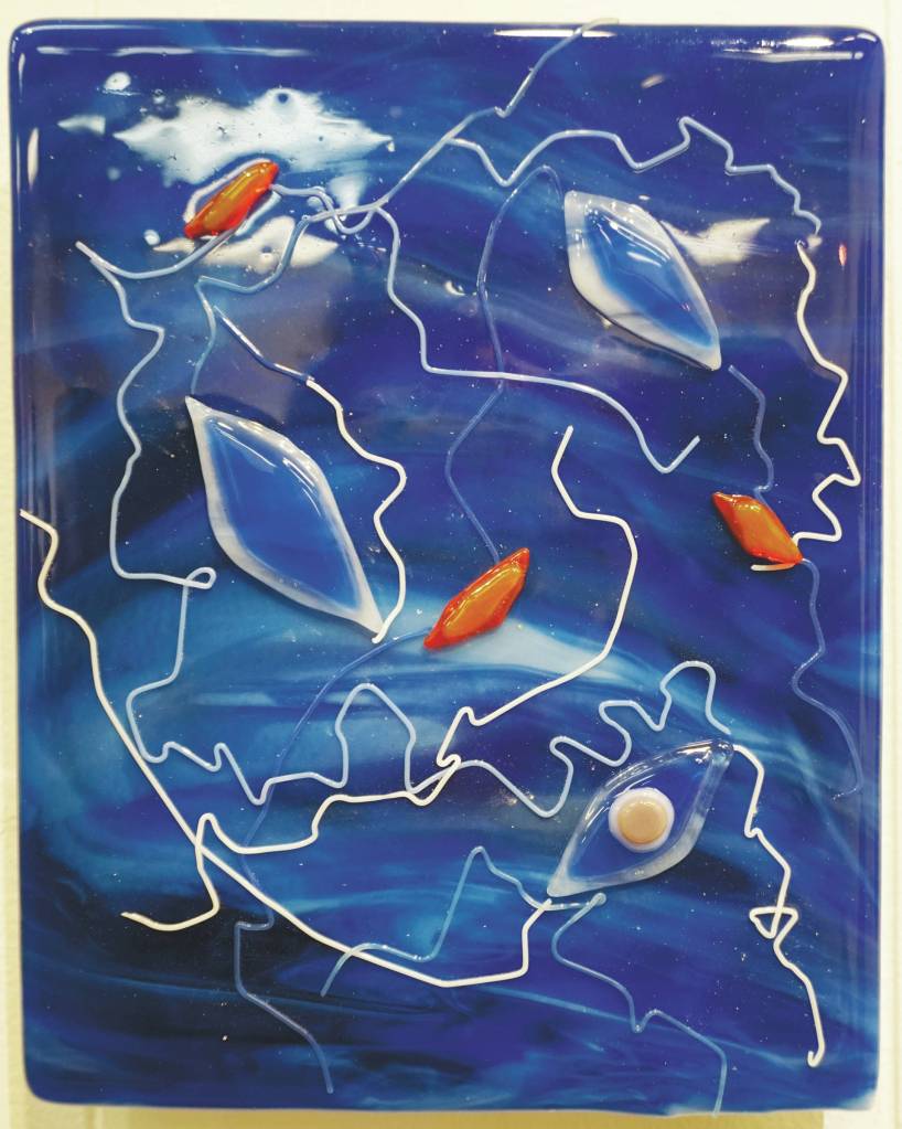 Cindy Nelsons Rewiring My Nerves, as seen on First Friday, March 6, 2020, at the Disability Art Show at the Homer Council on the Arts in Homer, Alaska. Nelson said the work shows what the nerves look like in my brain while reconnecting, thereby rewiring my nerves. (Photo by Michael Armstrong/Homer News)