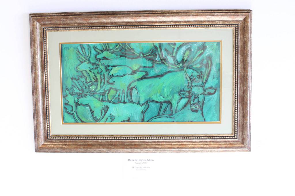 A piece by local artist Susie Scrivner is seen here on display at the Kenai Fine Art Center in Kenai, Alaska on March 18, 2020. (Photo by Brian Mazurek/Peninsula Clarion)