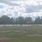 The Peninsula Oilers play the Chugiak-Eagle River Chinooks on Sunday, June 16, 2019, at Coral Seymour Memorial Park in Kenai, Alaska. (Photo by Jeff Helminiak/Peninsula Clarion)