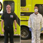 Nikiski Firefighter Jason Tauriainen demonstrates the additional personal protective equipment that first responders are wearing on calls in Nikiski, Alaska in this undated photo. (Courtesy Kenai Peninsula Borough)