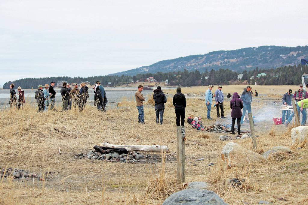 Megan Pacer / Homer News                                 Participants in a community gathering and barbecue event spend time together on the beach Saturday, at Mariner Park in Homer. The gathering was held by the Homers Sons of Liberty while the state health mandate that bans all in-person gatherings was still in place.
