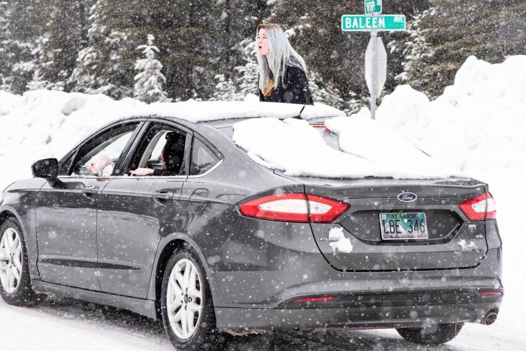 A birthday parade for Katie Stocktons sweet 16 in Kenai, Alaska, on April 2, 2020. (Photo courtesy of Julie English)