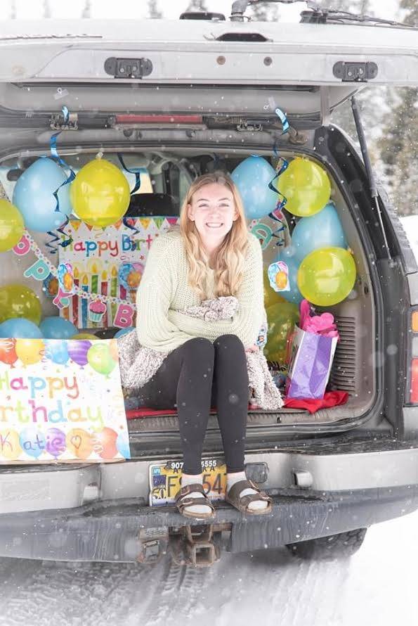 A birthday parade for Katie Stocktons sweet 16 in Kenai, Alaska, on April 2, 2020. (Photo courtesy of Julie English)