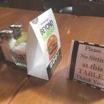 A table at Buckets Sports Grill in Soldotna is not available for dining Thursday, April 30, 2020, due to the threat of the new coronavirus. (Photo by Jeff Helminiak/Peninsula Clarion)