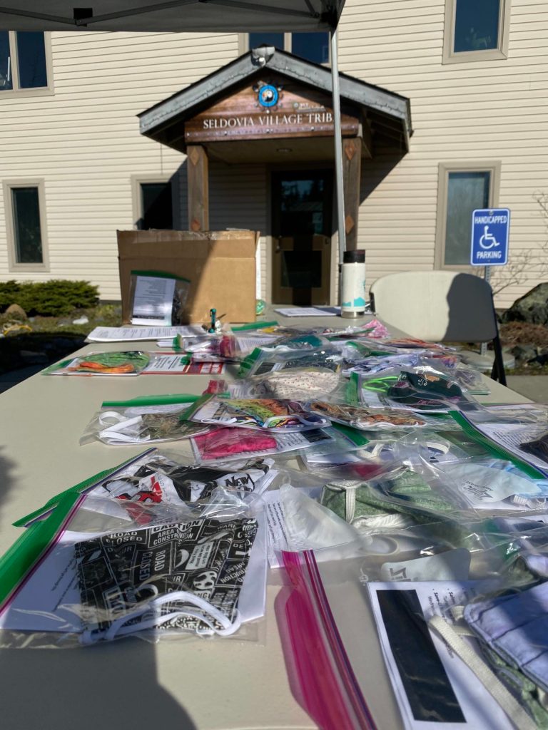 Donated masks given out to Seldovia residents during free COVID-19 testing are seen here in Seldovia, Alaska on April 29, 2020. (Photo courtesy Laurel Hilts/Seldovia Village Tribe)