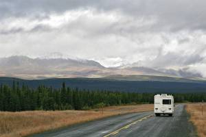 Ian Stewart/Yukon News                                 A camper is driven along the Alaska Highway in a 2009 photo. The Yukon and Alaska governments are working to hook a $25 million U.S. federal grant to upkeep the highway between Beaver Creek, Yukon, and Haines, Alaska.