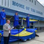 Robert Walsh (left), Linnanae Dohse, Scott Loehr graduate from Cook Inlet Academy on Saturday, May 9, 2020. (Photo submitted by Karen McGahan)                                Robert Walsh (left), Linnanae Dohse, Scott Loehr graduate from Cook Inlet Academy on Saturday, May 9, 2020. (Photo submitted by Karen McGahan)