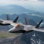 U.S. Air Force F-22 Raptors from Joint Base Elmendorf-Richardson, fly in formation over the Joint Pacific Alaska Range Complex on July 18, 2019. (U.S. Air Force photo by Staff Sgt. James Richardson)