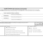 A sample death certificate from Vital Statistics Reporting Guidance, an April 2020 report by the Centers for Disease Control on how to record COVID-19 in deaths shows a hypothetical scenario for a woman who died of acute respiratory distress syndrome. (Illustration courtesy CDC)