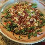 Teris Special Spinach Salad with Hot Bacon and Red Wine Vinaigrette features a tasty bacon dressing over spinach, eggs, chopped chestnuts and other ingredients. She made her recipe on May 17, 2020, at her kitchen in Homer, Alaska. (Photo by Teri Robl)