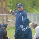 Alaska 20 head coach Robb Quelland addresses the team during practice Monday, June 9, 2020, at the Soldotna baseball fields in Soldotna, Alaska. (Photo by Jeff Helminiak/Peninsula Clarion)