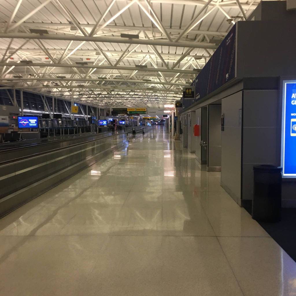 The empty terminal at JFK International Airport in New York City is seen here on April 19, 2020. (Photo courtesy Robin Richardson)