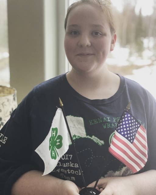 Ella Rankin, member of the North Road Rangers 4-H Club, is seen here on April 23, 2020. (Photo courtesy Cassy Rankin/Kenai Peninsula District 4-H)