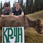 Parker Rose and Kendra Rose, members of the Sterling Horse and Livestock 4-H Club, are seen here with their miniature donkey on April 23, 2020. (Photo courtesy Cassy Rankin/Kenai Peninsula District 4-H)