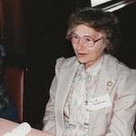 Beverly Christensen speaks at a historical society meeting, circa 1980s. (Photo provided by Mona Painter)