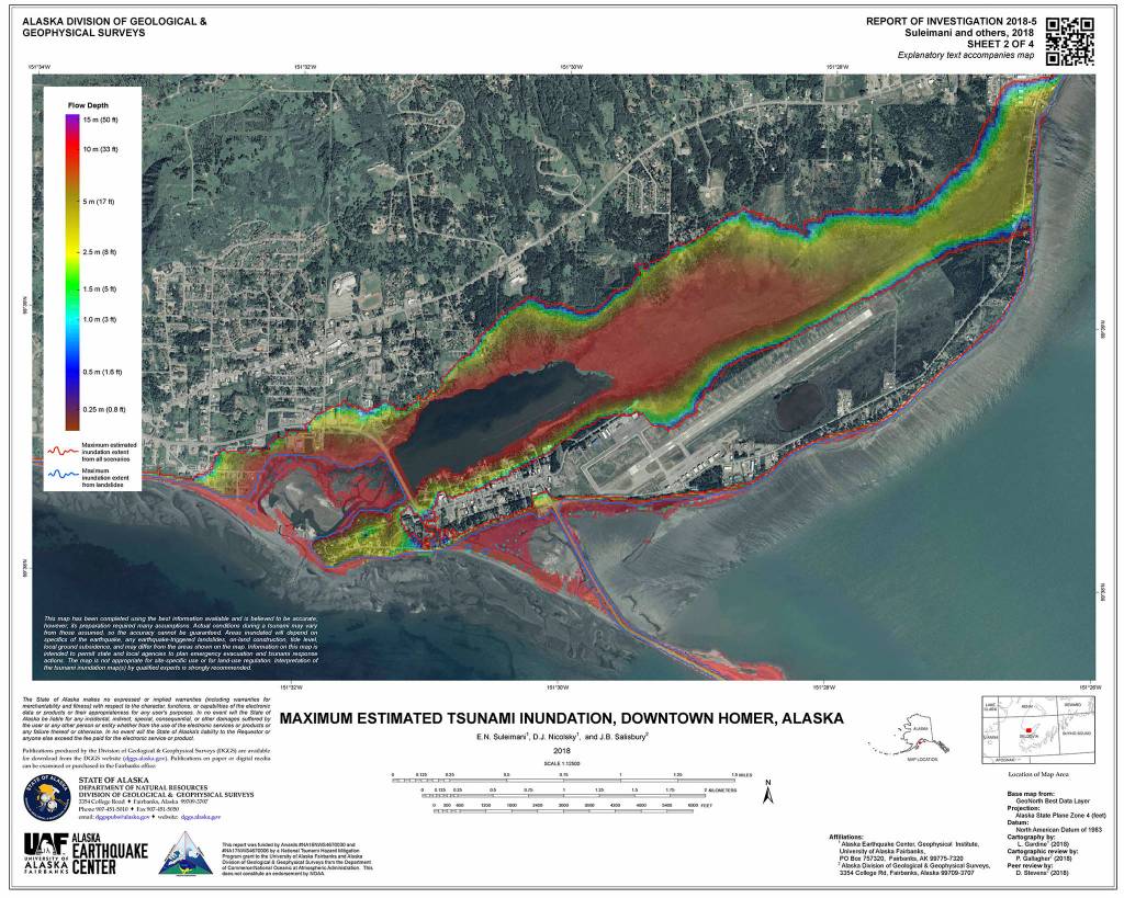 This map shows the zone of Homer that is subject to evacuation during a tsunami warning. (Image courtesy City of Homer)