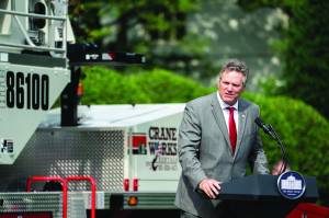 President Donald J. Trump listens as Alaska Governor Mike Dunleavy delivers remarks at the Rolling Back Regulations to Help All Americans event Thursday, July 16, 2020, on the South Lawn of the White House. (Official White House Photo by Joyce N. Boghosian)