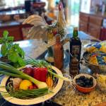 Ingredients for Farmers Market Pasta Salad are photographed in Homer, Alaska, in July 2020. (Photo by Teri Robl/Homer News)