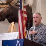 Long-time resident and local businessman Bill Corbus speaks to the Juneau Chamber of Commerce during their weekly luncheon in May 2017. (Michael Penn / Juneau Empire File)