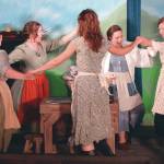 Jeff Helminiak/Peninsula Clarion                                The Mundy sisters (played by Kelsey Short, Hannah Tauriainen, Krista Plachta, Selia Butler and Amy Burton) dance during rehearsal for the Kenai Performers production of Dancing at Lughnasa on Monday at the Performers studio.