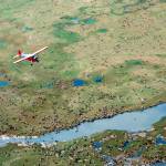 In this undated photo provided by the U.S. Fish and Wildlife Service, an airplane flies over caribou from the Porcupine Caribou Herd on the coastal plain of the Arctic National Wildlife Refuge in northeast Alaska.The Department of the Interior has approved an oil and gas leasing program within Alaskas Arctic National Wildlife Refuge. The refuge is home to polar bears, caribou and other wildlife. Secretary of the Interior David Bernhardt signed the Record of Decision, which will determine where oil and gas leasing will take place in the refuges coastal plain. (U.S. Fish and Wildlife Service via AP)