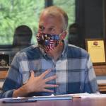 Republican Sen. Dan Sullivan of Alaska sits for an interview Thursday, Aug. 20, 2020, at the Peninsula Clarion in Kenai, Alaska. (Photo by Jeff Helminiak/Peninsula Clarion)