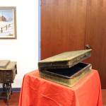 The suitcase of Igumen Nikolai, who traveled to the Kenai Peninsula in the late 1800s, is seen here on display at the Kenai Visitor and Cultural Center on Sept. 4, 2020. (Photo by Brian Mazurek/Peninsula Clarion)