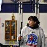 Peter Segall / Juneau Empire                                Libertarian presidential candidate Jo Jorgensen was in Juneau on Tuesday, meeting with residents and business owners, and to play a quick game of hockey with local players at the Treadwell Arena.