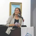 Brittany Brown, the new executive director of the Kenai Chamber of Commerce, speaks to chamber members during a Wednesday luncheon at the Kenai Visitor and Cultural Center on Wednesday, Sept. 9, 2020. (Photo by Brian Mazurek/Peninsula Clarion)