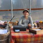 Maggie Grenier, a student at Nikiski Middle/High School, works the annual apple tasting on Saturday at OBrien Garden & Trees in Nikiski.