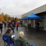 Members of the Soldotna 100+ Women Who Care Group deliberate on which charity or nonprofit will receive their donations this quarter at BuildUP in Sterling, Alaska on Sept. 24, 2020. (Photo by Brian Mazurek)